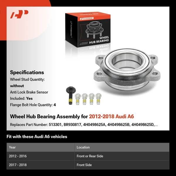 Wheel Hub Bearing Assembly for 2012-2018 Audi A6