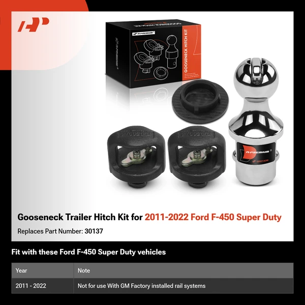 Gooseneck Trailer Hitch Kit for 2011-2022 Ford F-450 Super Duty
