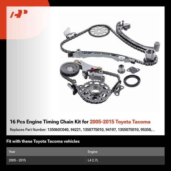 16 Pcs Engine Timing Chain Kit for 2005-2015 Toyota Tacoma