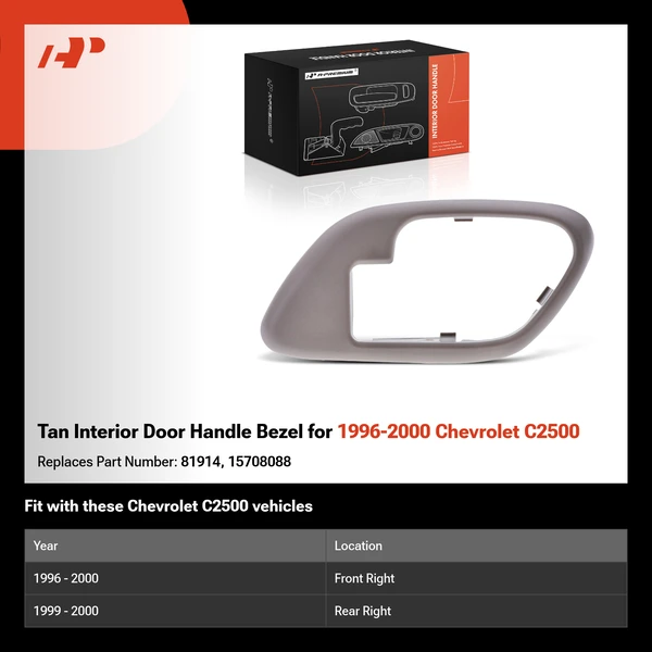 Tan Interior Door Handle Bezel for 1996-2000 Chevrolet C2500