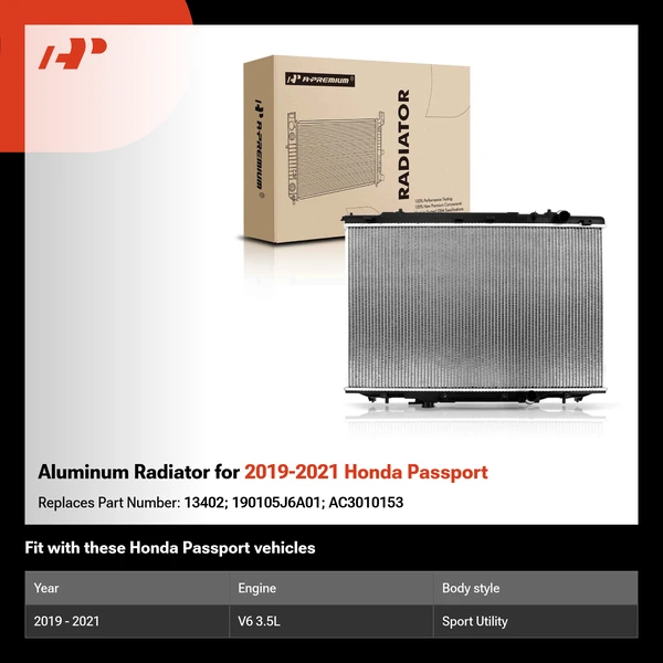 Aluminum Radiator for 2019-2021 Honda Passport