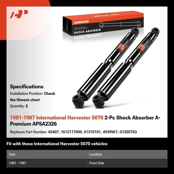 1981-1987 International Harvester 5070 2-Pc Shock Absorber A-Premium APSA2326