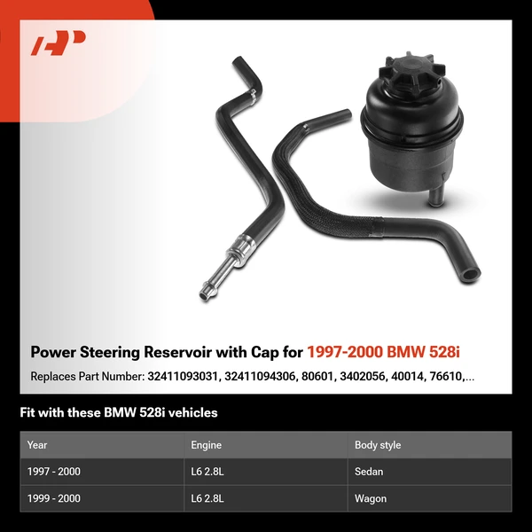 Power Steering Reservoir with Cap for 1997-2000 BMW 528i