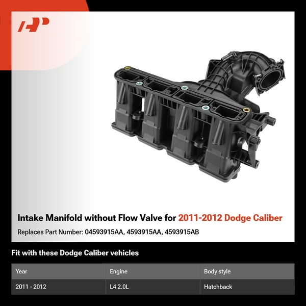 Intake Manifold without Flow Valve for 2011-2012 Dodge Caliber