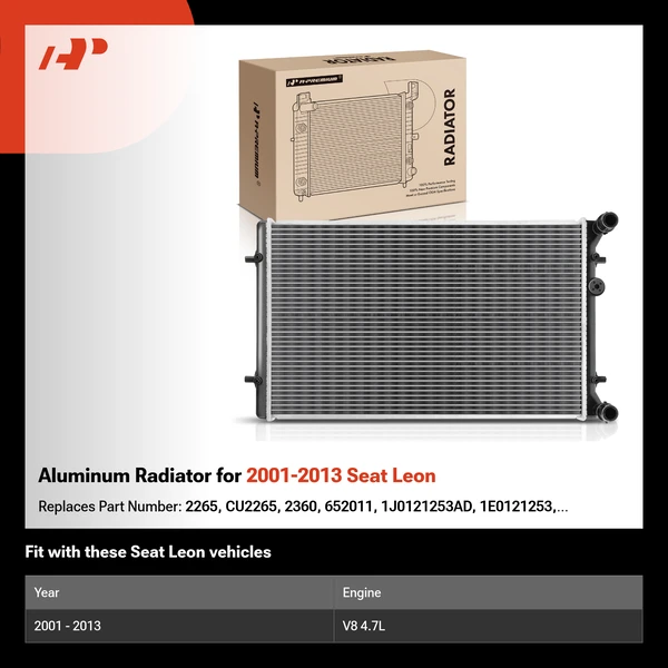 Aluminum Radiator for 2001-2013 Seat Leon