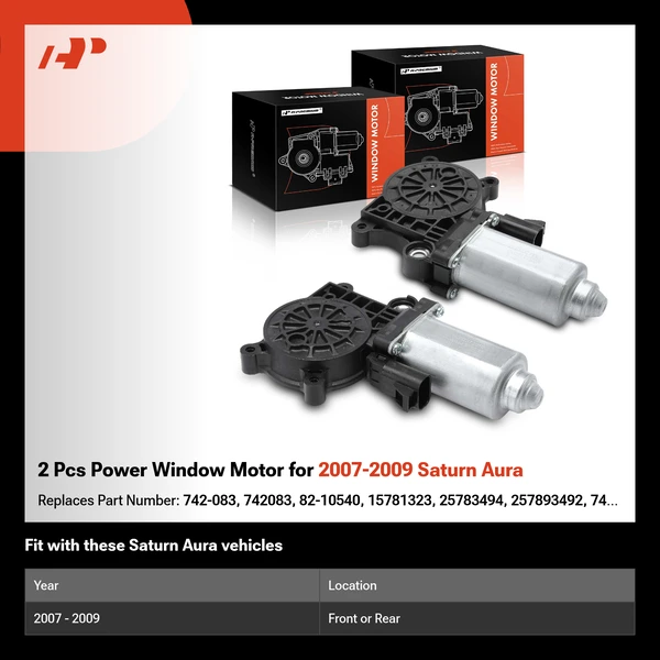 2 Pcs Power Window Motor for 2007-2009 Saturn Aura