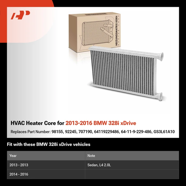 HVAC Heater Core for 2013-2016 BMW 328i xDrive