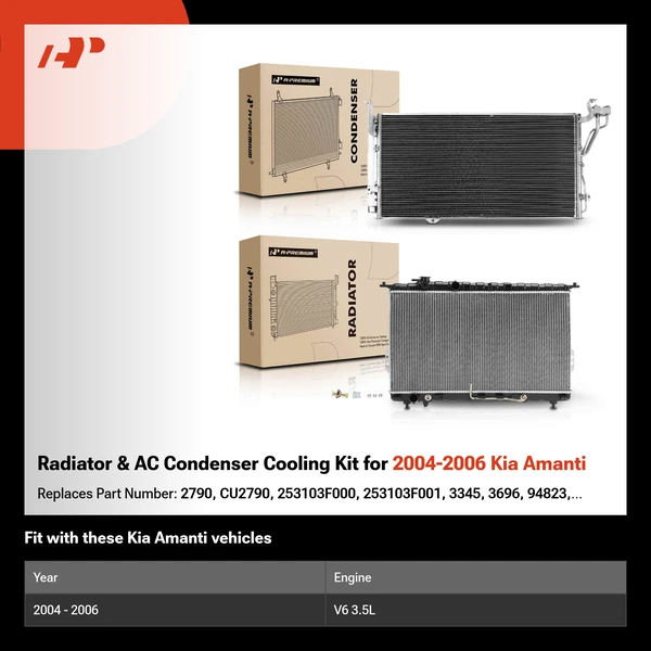 Radiator & AC Condenser Cooling Kit for 2004-2006 Kia Amanti
