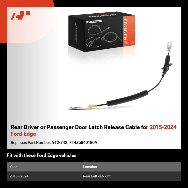 Rear Driver or Passenger Door Latch Release Cable for 2015-2024 Ford Edge