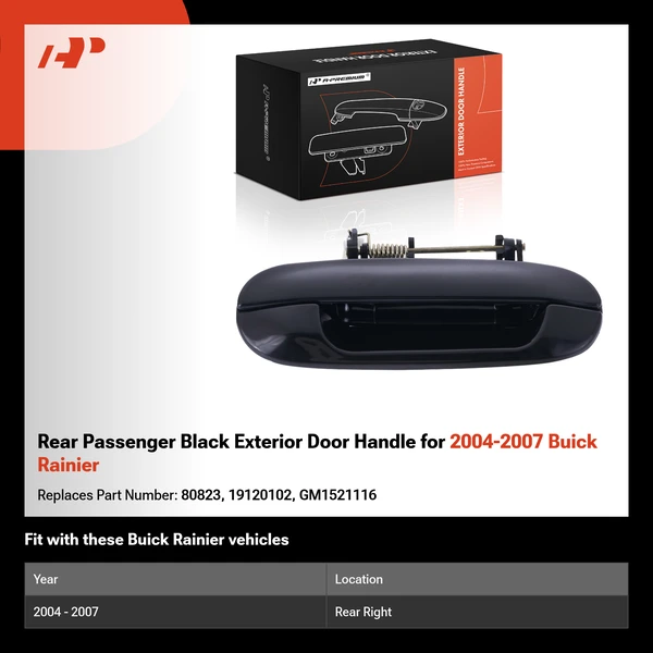 Rear Passenger Black Exterior Door Handle for 2004-2007 Buick Rainier
