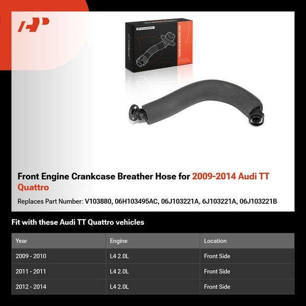 Front Engine Crankcase Breather Hose for 2009-2014 Audi TT Quattro