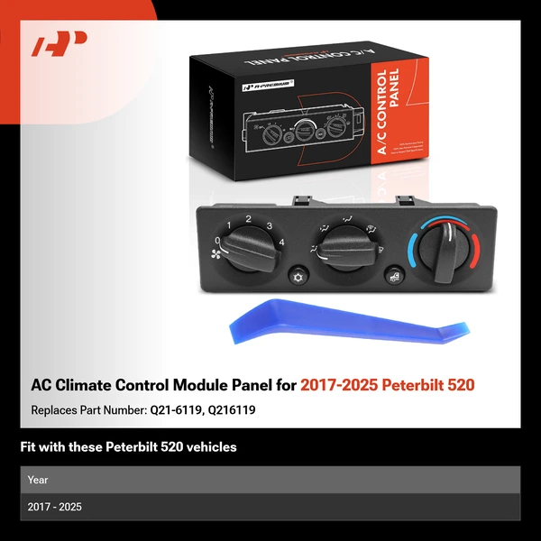 AC Climate Control Module Panel for 2017-2025 Peterbilt 520