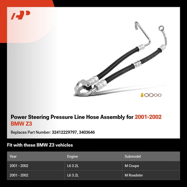 Power Steering Pressure Line Hose Assembly for 2001-2002 BMW Z3