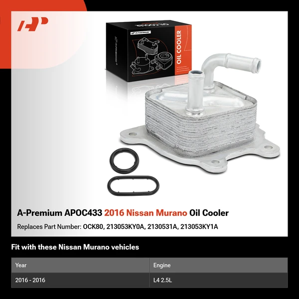 A-Premium APOC433 2016 Nissan Murano Oil Cooler