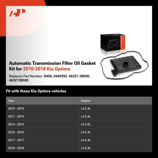 Automatic Transmission Filter Oil Gasket Kit for 2010-2018 Kia Optima
