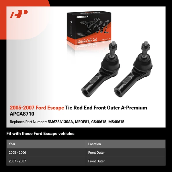 2005-2007 Ford Escape Tie Rod End Front Outer A-Premium APCA8710