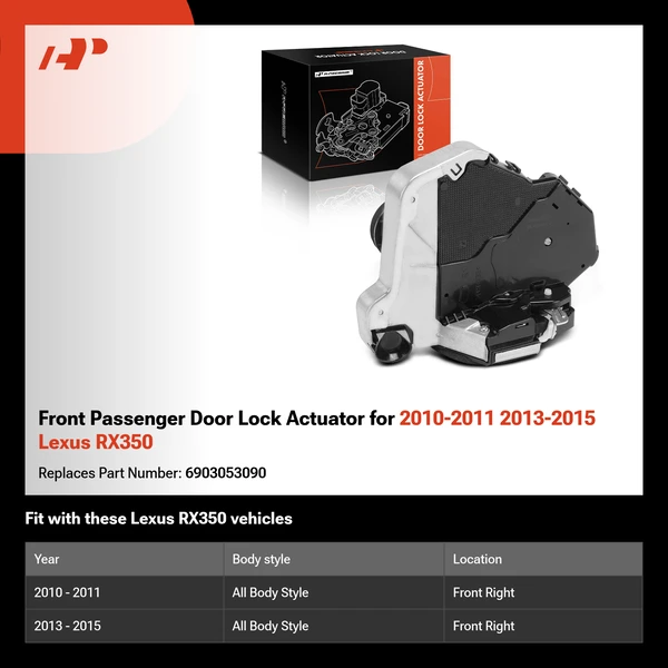 Front Passenger Door Lock Actuator for 2010-2011 2013-2015 Lexus RX350
