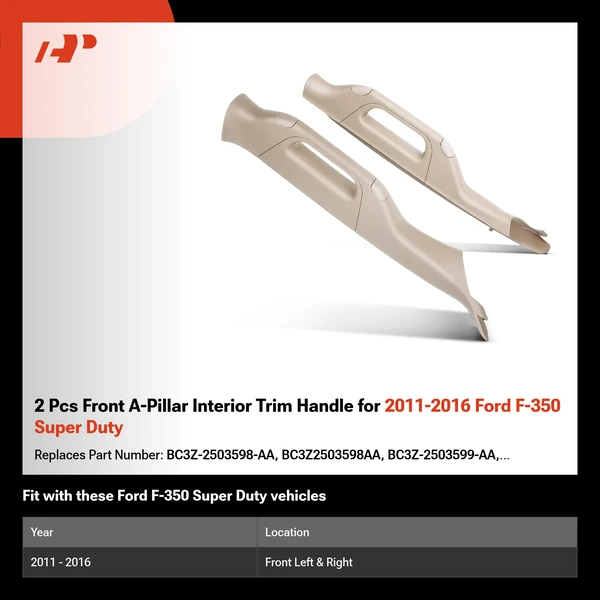 2 Pcs Front A-Pillar Interior Trim Handle for 2011-2016 Ford F-350 Super Duty