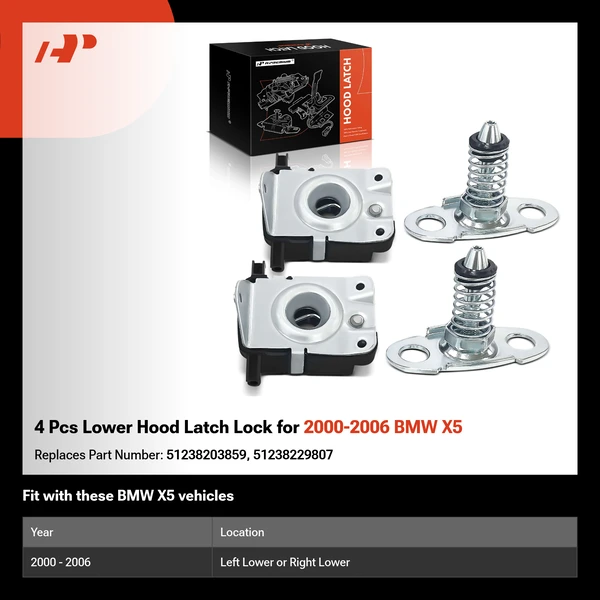 4 Pcs Lower Hood Latch Lock for 2000-2006 BMW X5