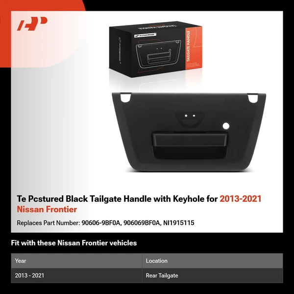 Te Pcstured Black Tailgate Handle with Keyhole for 2013-2021 Nissan Frontier