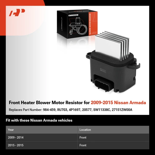 Front Heater Blower Motor Resistor for 2009-2015 Nissan Armada