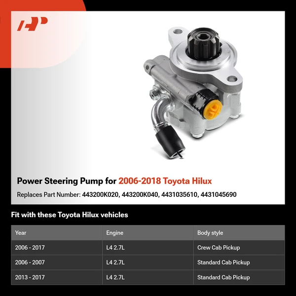 Power Steering Pump for 2006-2018 Toyota Hilux