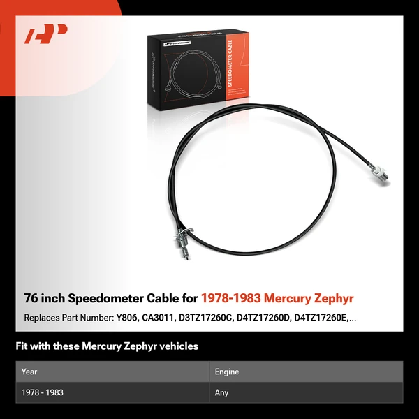 76 inch Speedometer Cable for 1978-1983 Mercury Zephyr