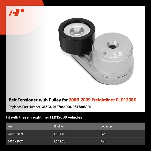 Belt Tensioner with Pulley for 2005-2009 Freightliner FLD120SD