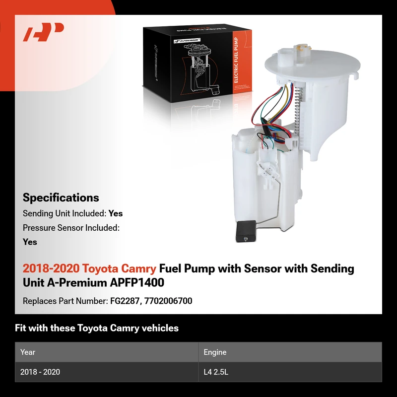 2018-2020 Toyota Camry Fuel Pump with Sensor with Sending Unit A-Premium APFP1400