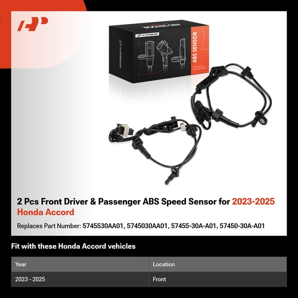 2 Pcs Front Driver & Passenger ABS Speed Sensor for 2023-2025 Honda Accord