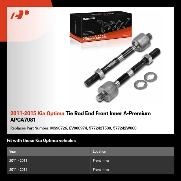 2011-2015 Kia Optima Tie Rod End Front Inner A-Premium APCA7081