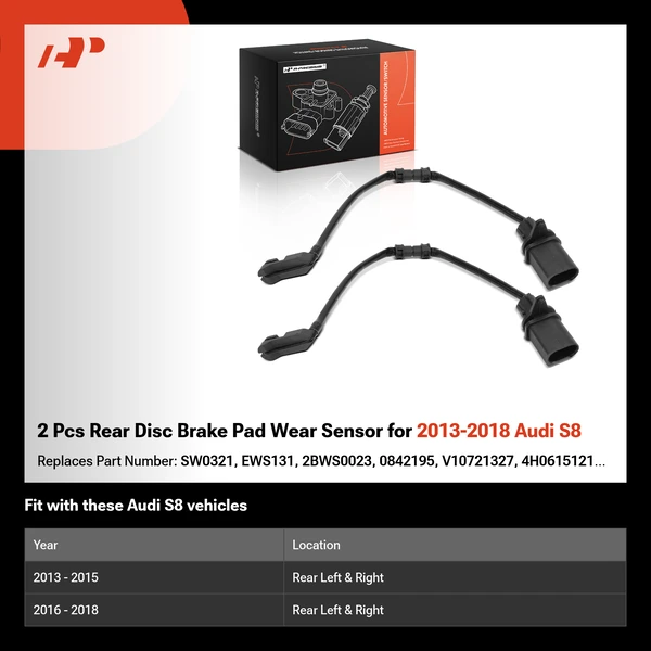 2 Pcs Rear Disc Brake Pad Wear Sensor for 2013-2018 Audi S8
