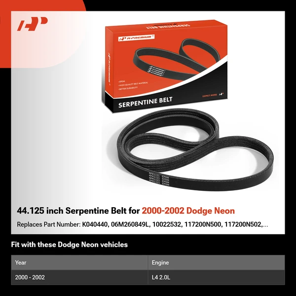 44.125 inch Serpentine Belt for 2000-2002 Dodge Neon
