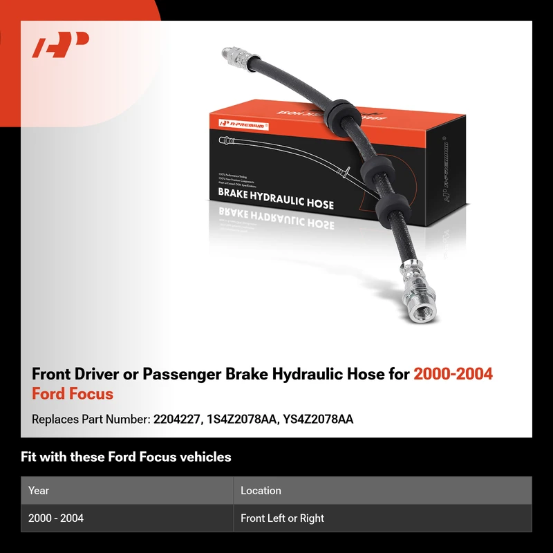 Front Driver or Passenger Brake Hydraulic Hose for 2000-2004 Ford Focus