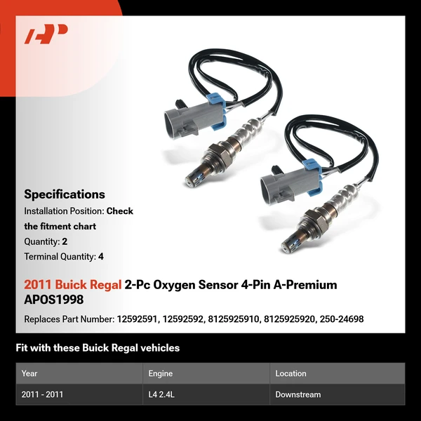 2011 Buick Regal 2-Pc Oxygen Sensor 4-Pin A-Premium APOS1998