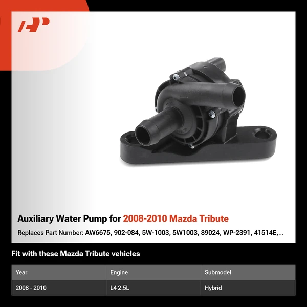 Auxiliary Water Pump for 2008-2010 Mazda Tribute
