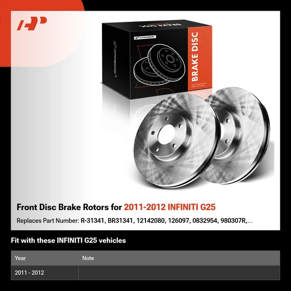 Front Disc Brake Rotors for 2011-2012 INFINITI G25