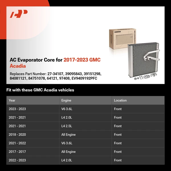 AC Evaporator Core for 2017-2023 GMC Acadia