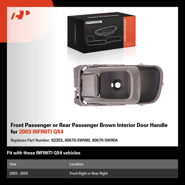Front Passenger or Rear Passenger Brown Interior Door Handle for 2003 INFINITI QX4