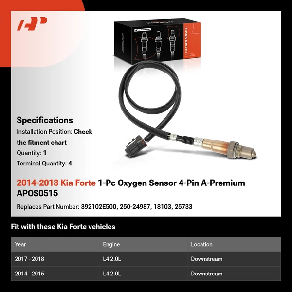 2014-2018 Kia Forte 1-Pc Oxygen Sensor 4-Pin A-Premium APOS0515