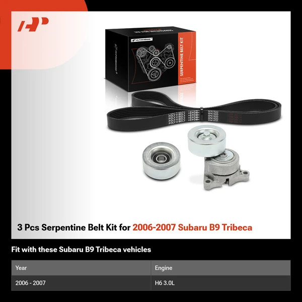 3 Pcs Serpentine Belt Kit for 2006-2007 Subaru B9 Tribeca