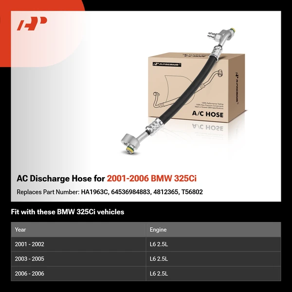 AC Discharge Hose for 2001-2006 BMW 325Ci