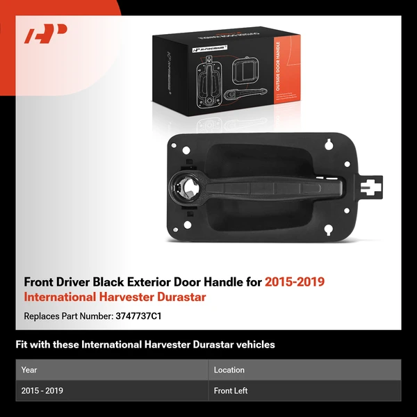 Front Driver Black Exterior Door Handle for 2015-2019 International Harvester Durastar