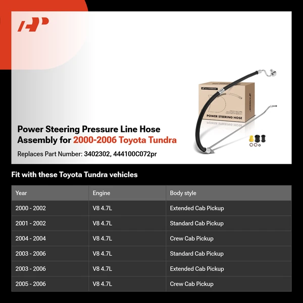 Power Steering Pressure Line Hose Assembly for 2000-2006 Toyota Tundra