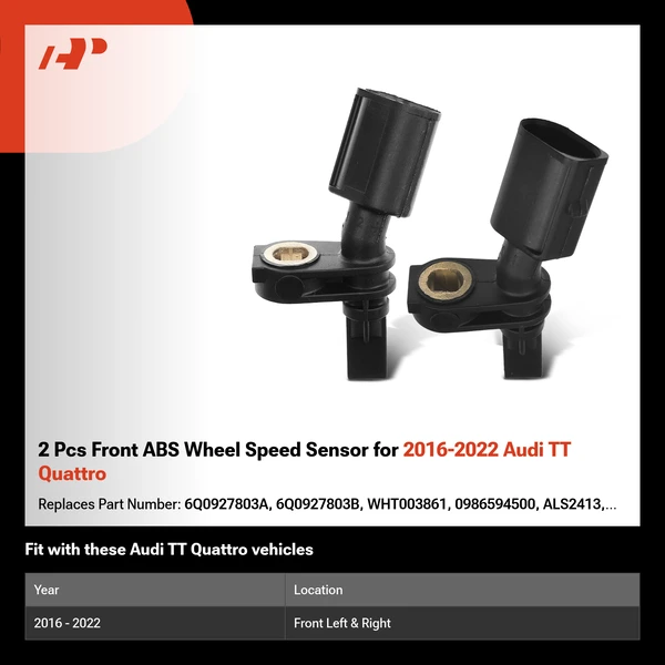 2 Pcs Front ABS Wheel Speed Sensor for 2016-2022 Audi TT Quattro