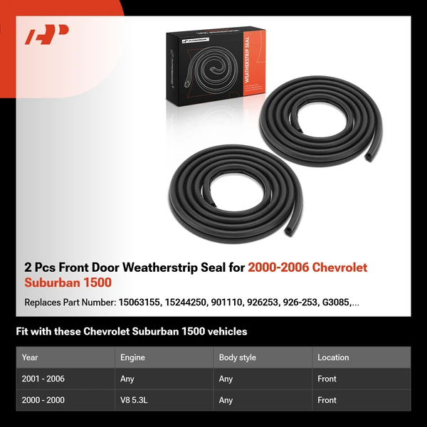 2 Pcs Front Door Weatherstrip Seal for 2000-2006 Chevrolet Suburban 1500