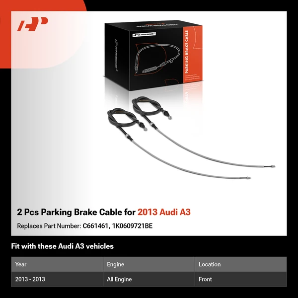 2 Pcs Parking Brake Cable for 2013 Audi A3