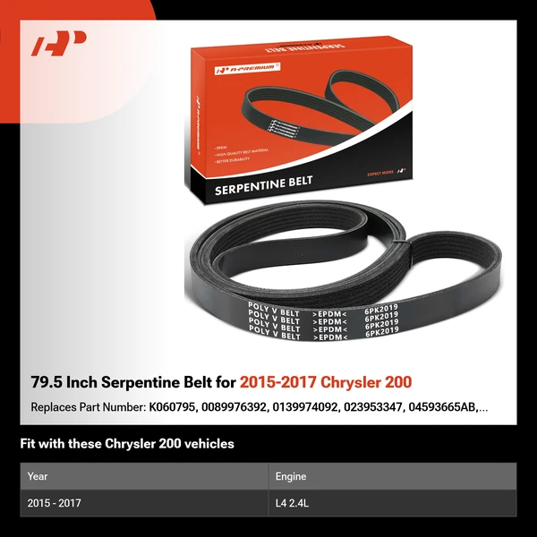 79.5 Inch Serpentine Belt for 2015-2017 Chrysler 200