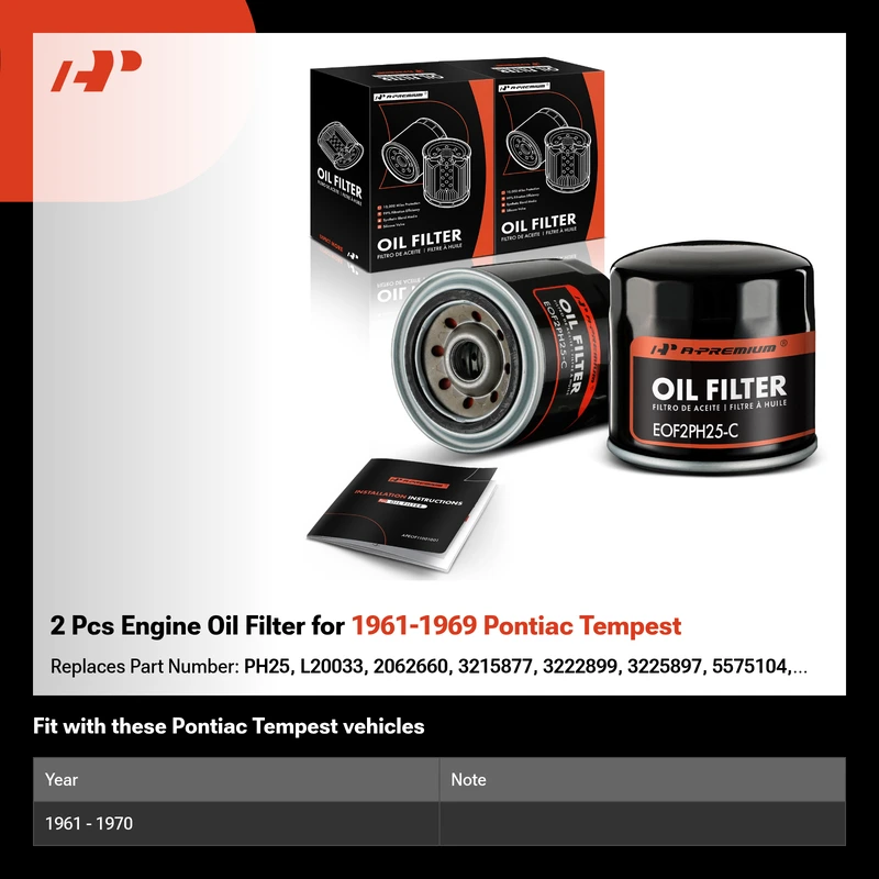 2 Pcs Engine Oil Filter for 1961-1969 Pontiac Tempest