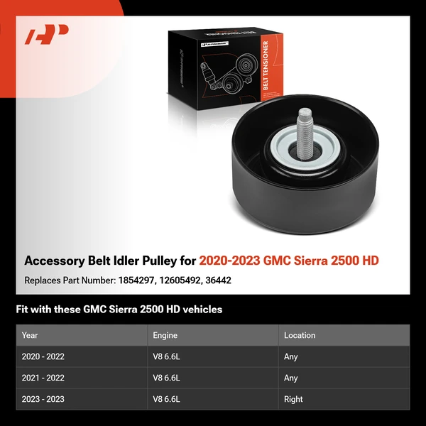 Accessory Belt Idler Pulley for 2020-2023 GMC Sierra 2500 HD